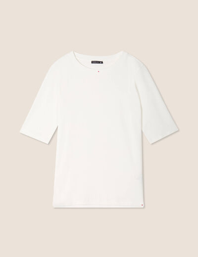 T-shirt manches coude ecru femme