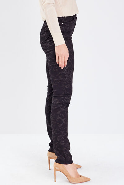 Pantalon ajusté denim noir femme