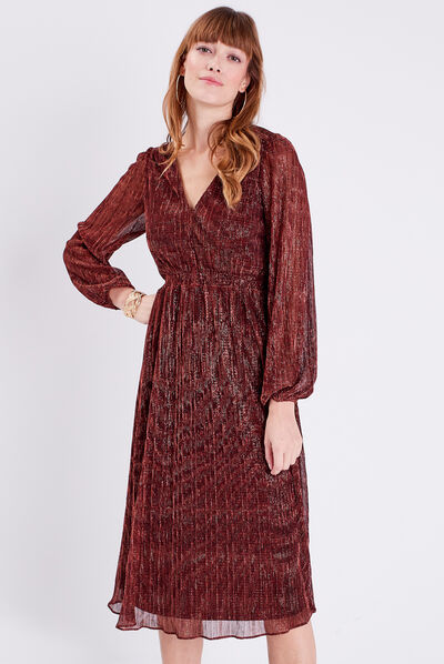 Robe longue droite rose femme