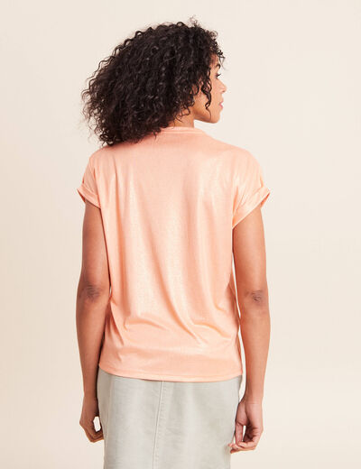 T-shirt manches courtes rose saumon femme