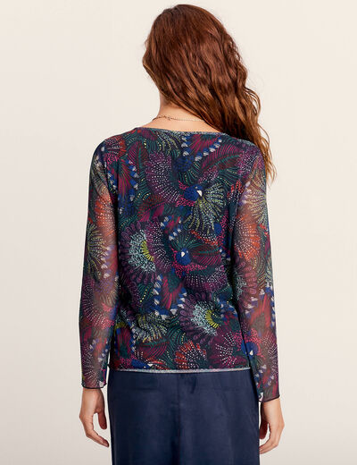 T-shirt manches longues multicolore femme