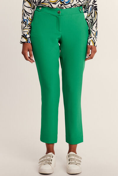 Pantalon chino flou 7/8ème vert femme