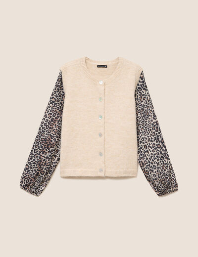 Pull col rond beige femme