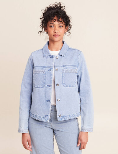 Veste manches longues en jean denim baby bleu femme