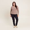 Pull manches longues taupe femme