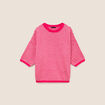 Pull droit col rond manches 3/4 rose femme