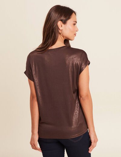 T-shirt manches courtes marron femme
