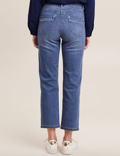 Jean coupe droite 7/8&egrave;me denim stone femme