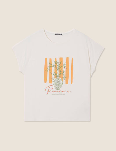 T-shirt manches courtes ecru femme