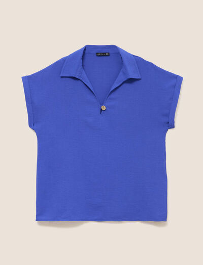 Blouse manches courtes bleu fonc&eacute; femme