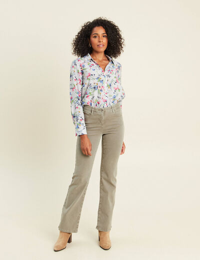 Chemise droite manches longues bleu femme