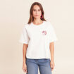 T-shirt col rond manches courtes sequins ecru femme