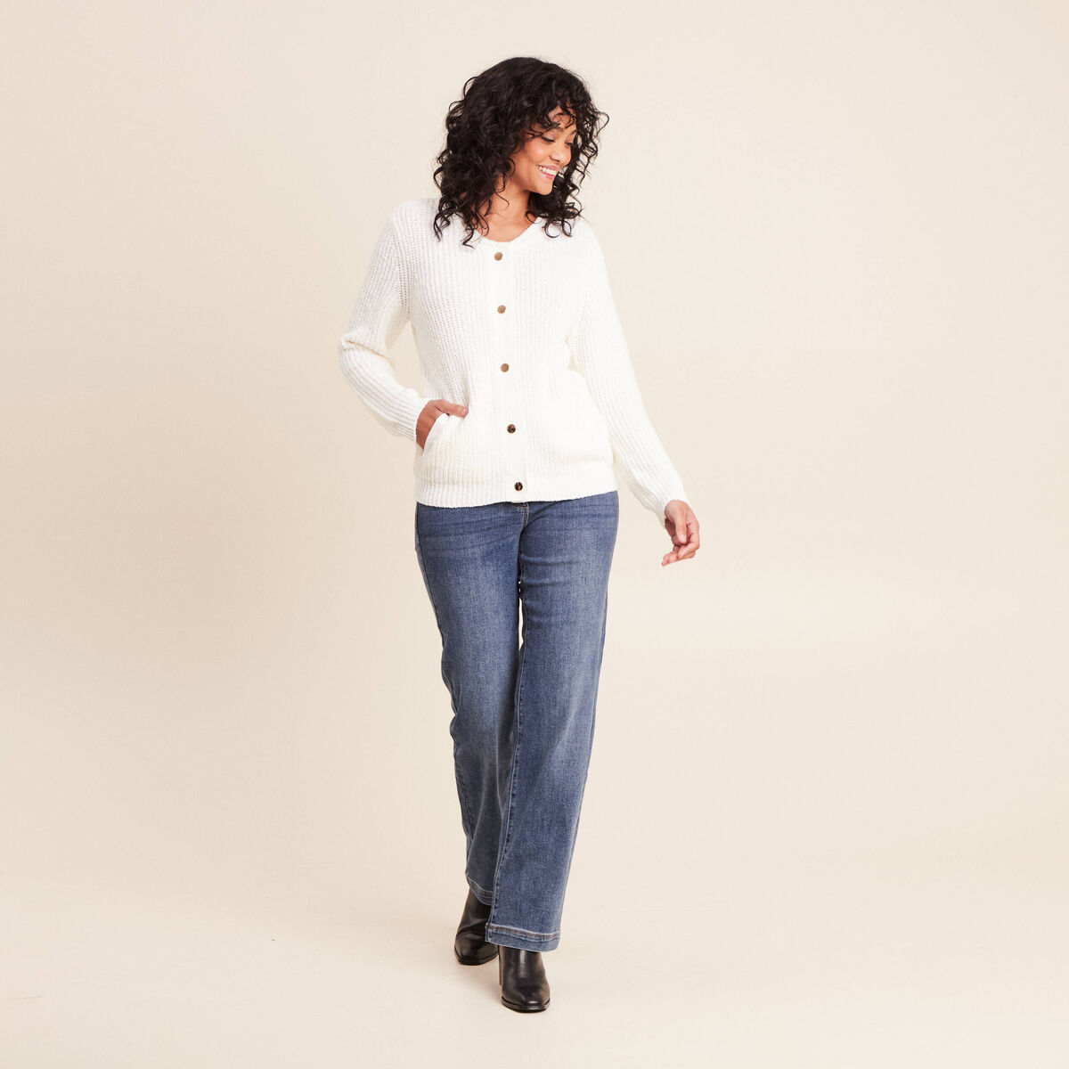 Bomber manches longues ecru femme