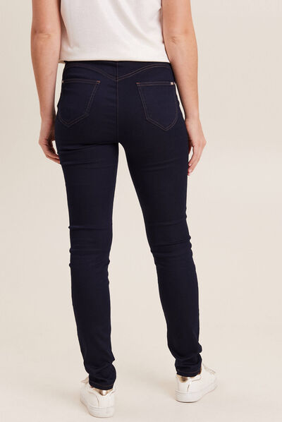 Pantalon léger taille haute long denim brut femme