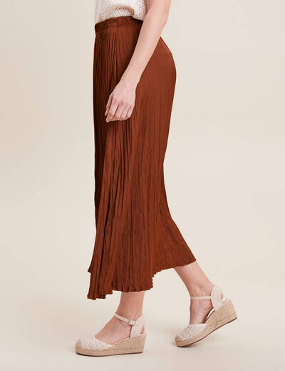 Jupe longue évasée satin marron foncé femme