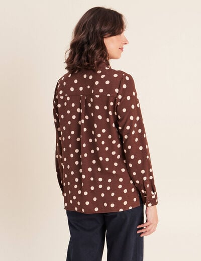 Chemise fluide manches longues marron femme