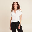 Blouse fluide manches courtes ecru femme