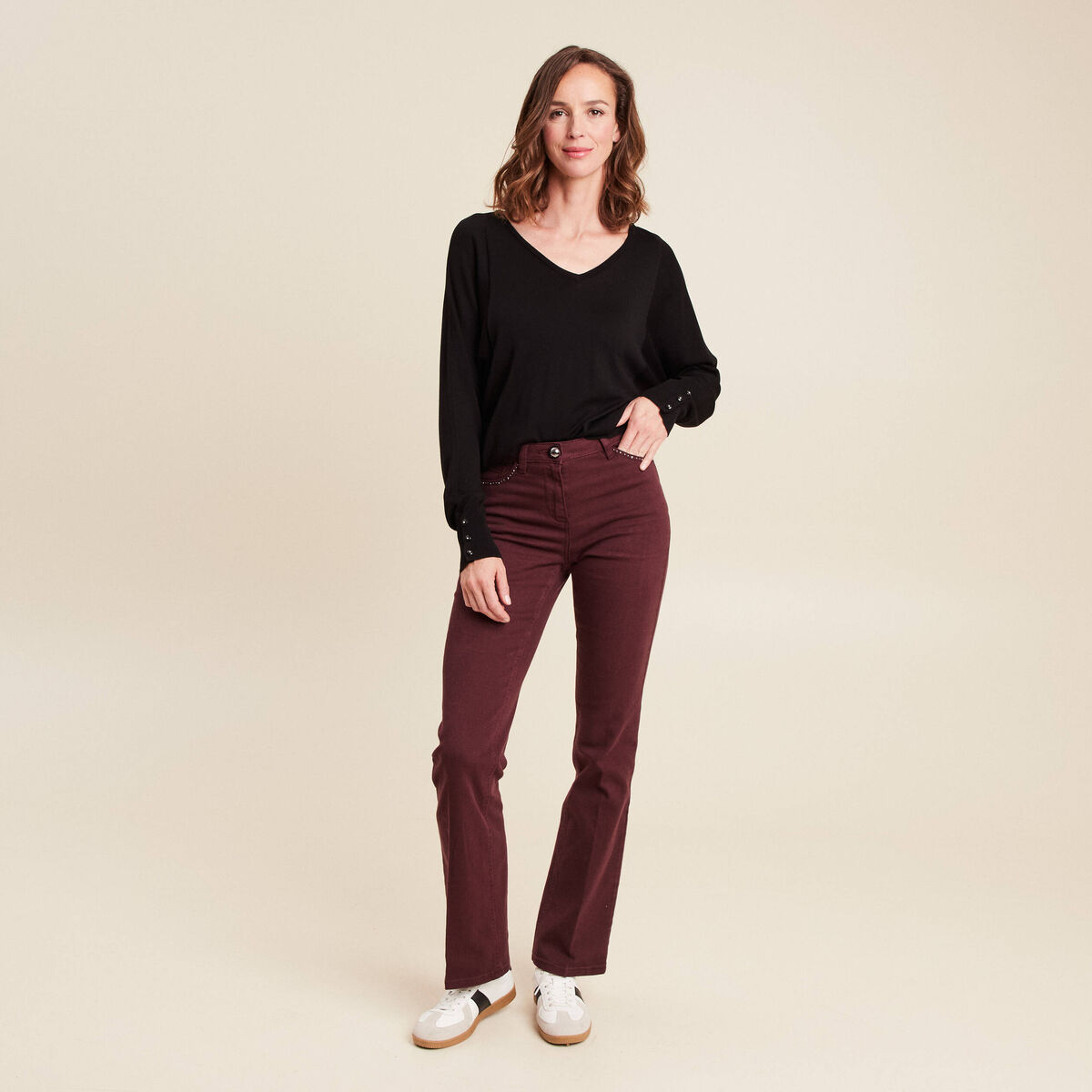 Pull manches longues noir femme