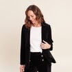 Blazer col tailleur doubl&eacute; noir femme