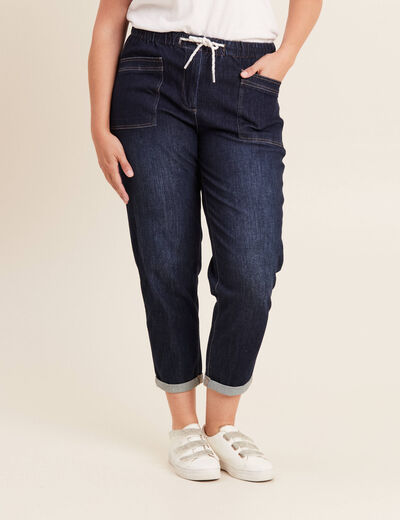 Jean coupe mom 7/8&egrave;me denim brut femme