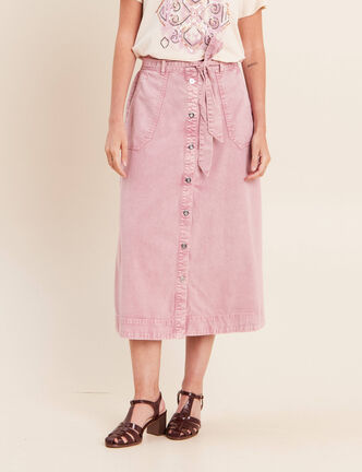 Jupe longue &eacute;vas&eacute;e rose femme