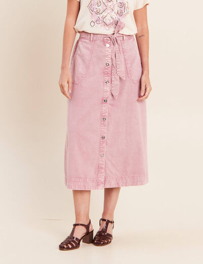 Jupe longue &eacute;vas&eacute;e rose femme