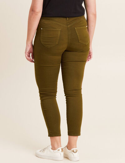 Pantalon léger taille standard 7/8ème vert kaki femme