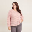 Pull manches longues ajour&eacute; vieux rose femme