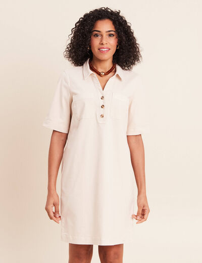 Robe courte en coton ivoire femme
