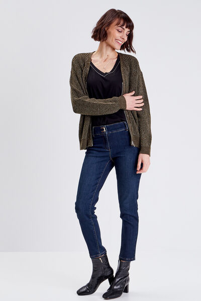 Pull manches longues vert kaki femme