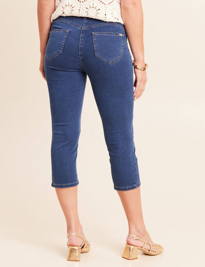 Pantacourt magique Le L&eacute;ger coupe droite denim double stone femme