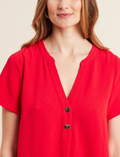 Robe droite manches courtes rouge femme