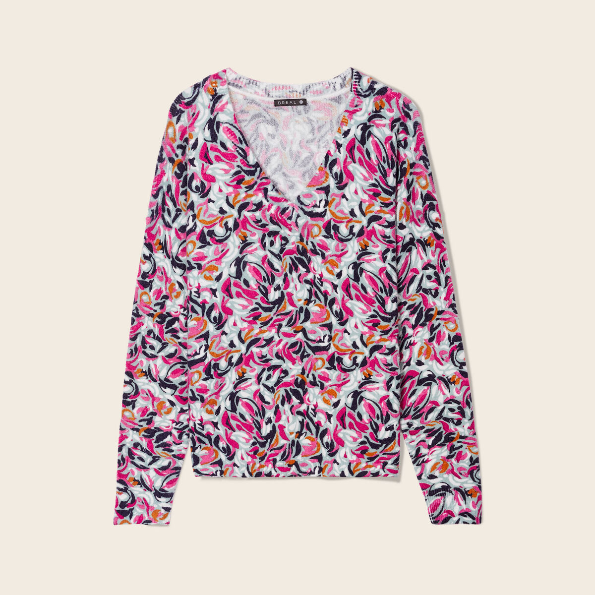 Pull manches longues multicolore femme