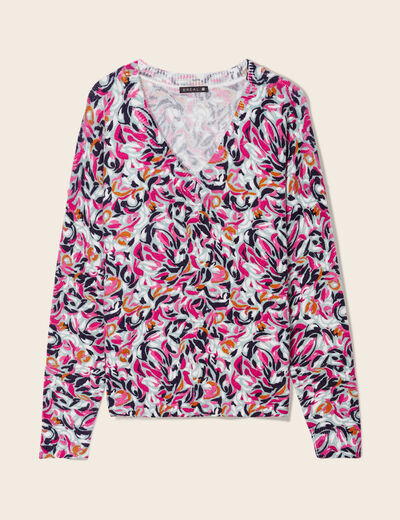 Pull manches longues multicolore femme