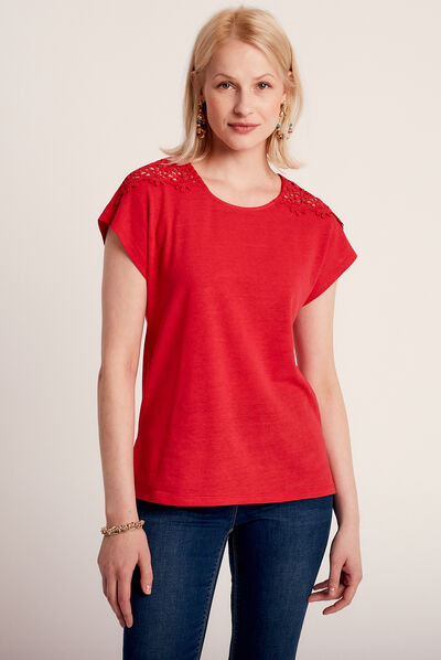 T-shirt manches courtes rouge femme