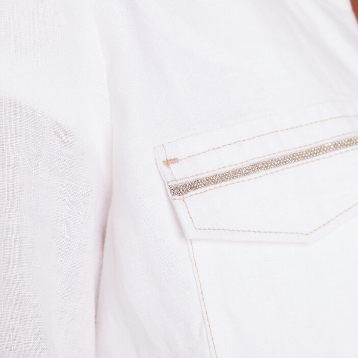 Veste droite boutonnée ecru femme