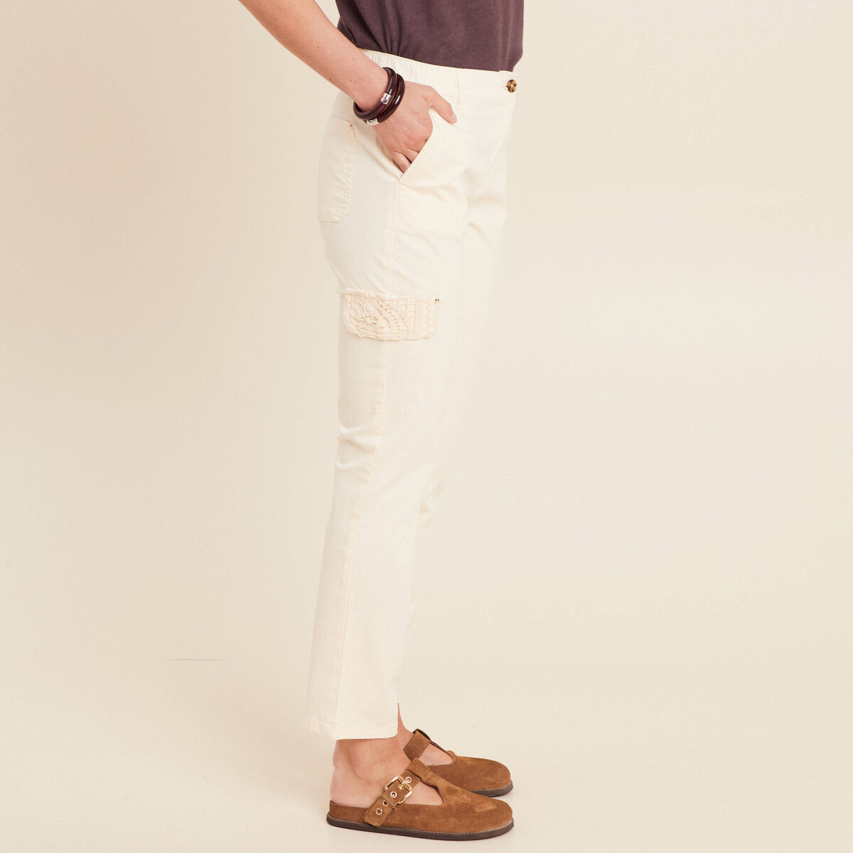 Pantalon jogpant 7/8ème ecru femme