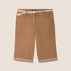 Bermuda ajust&eacute; ceintur&eacute; taupe femme