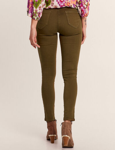 Pantalon léger taille standard 7/8ème vert kaki femme