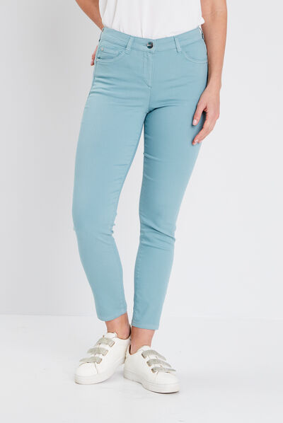 PANTALON LÉGER TAILLE BASCULÉE 7/8ÈME bleu canard femme