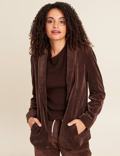 Veste tailleur velours marron femme