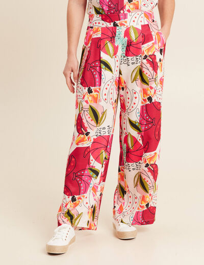 Pantalon large à pinces rose femme