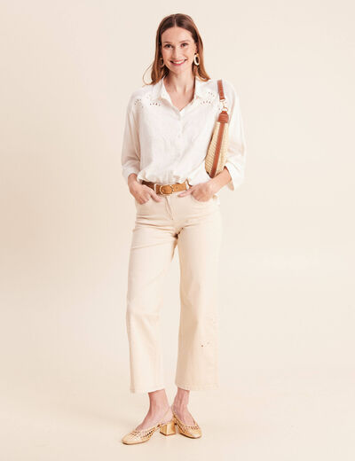 Chemise ample manches 3/4 col chemise ecru femme
