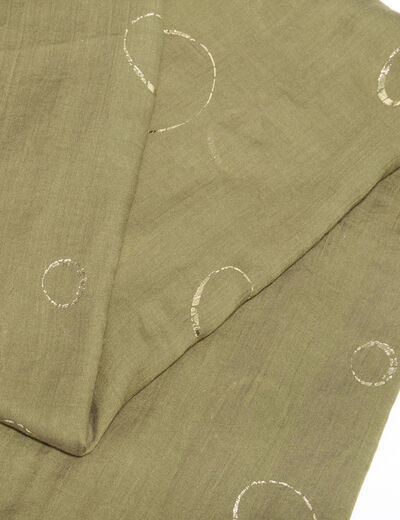 Foulard aspect lin en polyester recycl&eacute; vert kaki femme