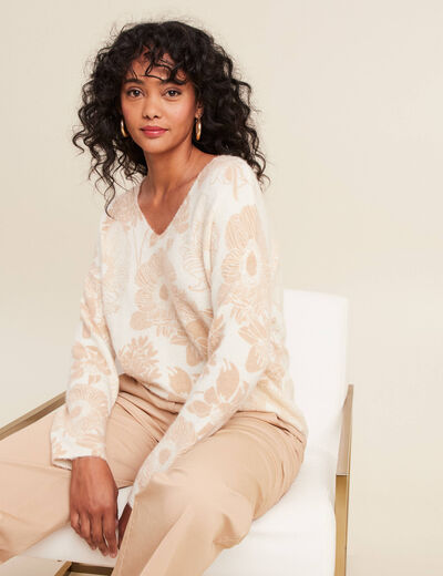 Pull manches longues marron femme