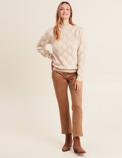 Pull manches longues beige femme