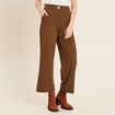 Pantalon large pinces marron femme