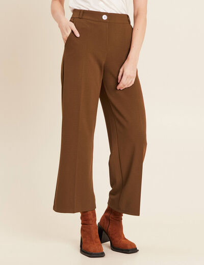 Pantalon large pinces marron femme