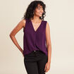 Blouse sans manches col v fluide prune femme