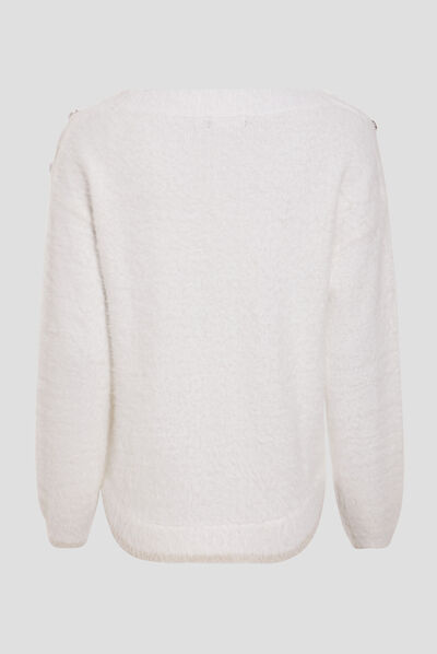 Pull manches longues ecru femme